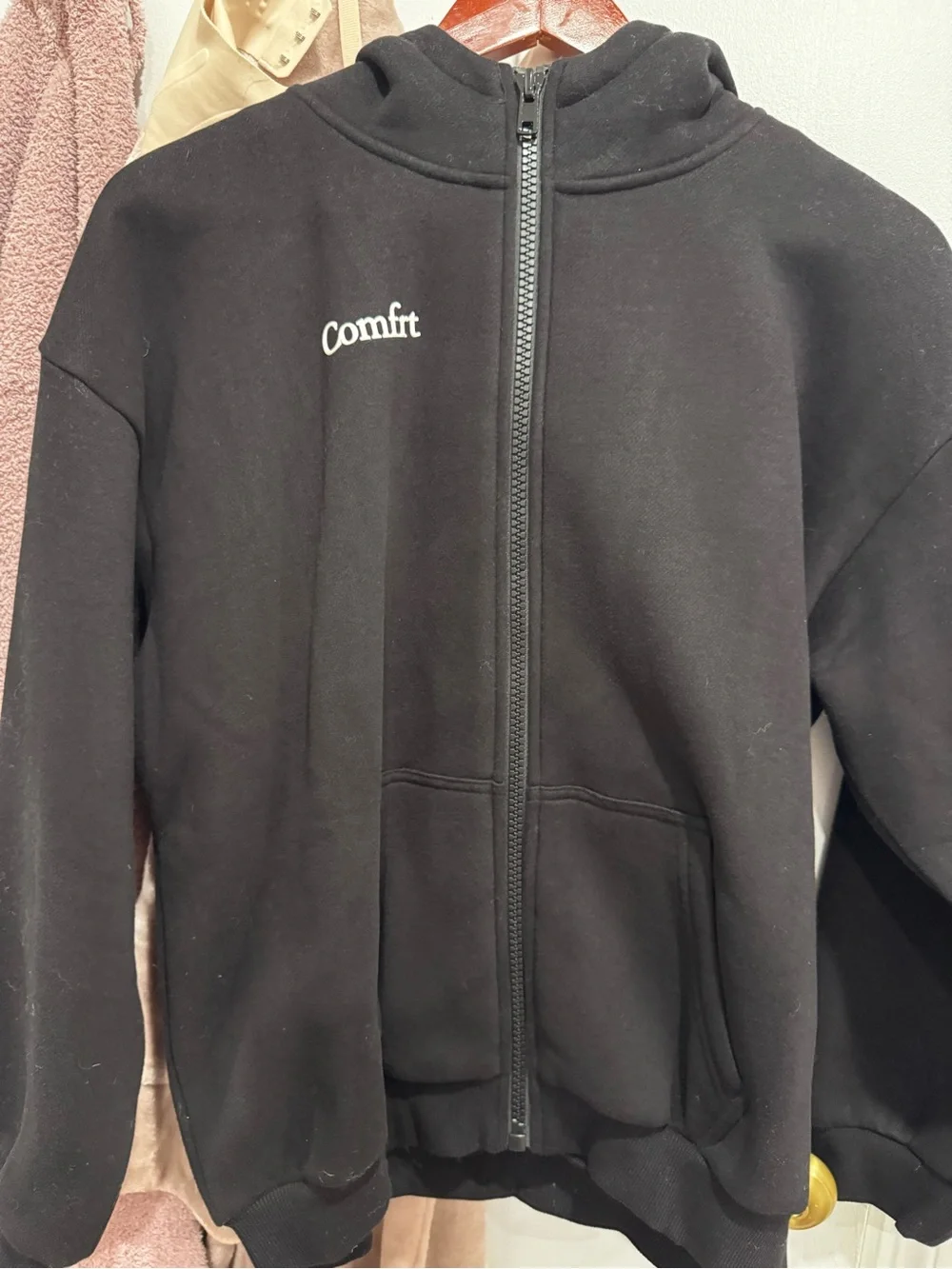 Comfort kids Black Zip-Up Hoodie Sweater